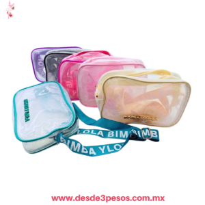 Bolso Rectangular Transparente Con Correa Ancha en colores  21 x 15 cm N-574