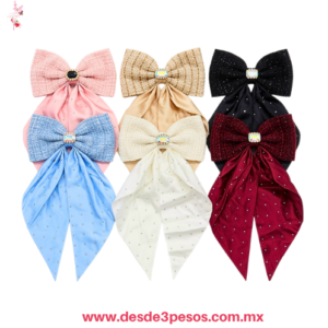 Moño de estilo "coquette" decorados con piedras brillantes y telas satinadas 30 x 15 cm. MK25-K09