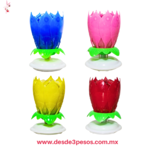 Vela Musical en forma de Flor 9 x 5 cm en varios colores