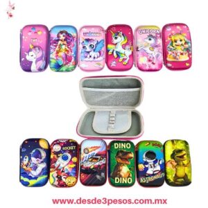 Lapicera 3D Estuche de lapices decorada de personajes 15 x 23 cm G-326