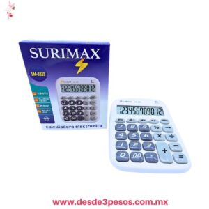 Calculadora Electrónica Surimax SM-3825 pantalla grande de 12 dígitos y botones grandes para facilitar su Uso ocupa 1 pila AAA incluida 17 x 14 cm