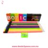 Caja con 12 Lápices de grafito A+BOZIC  con cuerpo de colores neón y borrador integrado incluye 1 Sacapuntas 20 cm. De largo - Foto 2