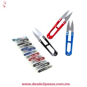 Paquete con 12 tijeras deshebradoras en forma de U, ideales para costura y manualidades 11 x 3 cm.