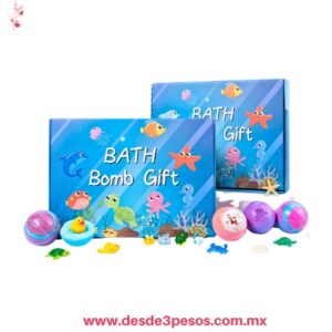 Bombas de baño infantiles con juguetes sorpresa de animales marinos en su interior caja con 12 pza. precio por 1 pza. 6 cm. De diametro JD-001
