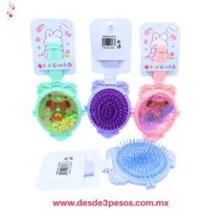 Cepillo Infantil de estilo kawaii con brillos decorado con diseño de osito y cerdas suaves de plástico 20 X 11 cm. 5J-144