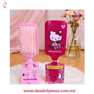 Cepillo para cabello rectangular con cerdas flexibles decorado de Hello Kitty  20 X 7 cm. S-021
