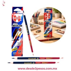 Lapiz Bicolor Triangular SHELY Azul/Rojo Carmin