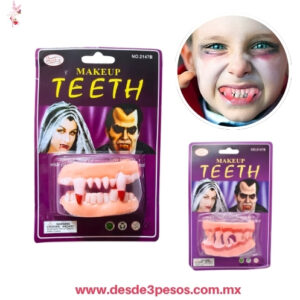Blister con par de Dientes para Halloween, 3 Modelos Diferentes 7 x 4 cm