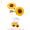 Juego de Accesorios para el cabello incluye minipinza transparente y 2 pasadores decorados con floresen forma de girasol.  7 X 3.5 cm. 6B-137 - Foto 2
