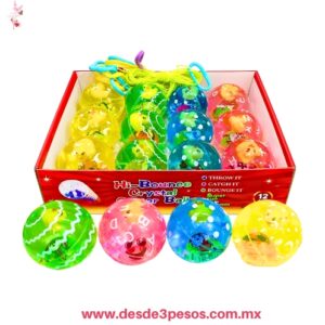 Pelota de luz con agua decorada con glitter y  figura de PATO en su interiror 4cm