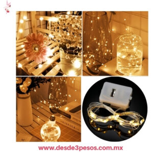 Tira de luces LED Color Calido para decorar, de 3 metros de longitud con alambre flexible pilas incluidas YONG-2389