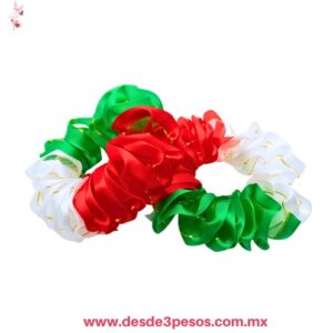 Dona para el cabello Tricolor está hecha con listones satinados 10 cm. De Diametro
