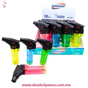 Encendedores multiusos tipo soplete Vanatec de colores brillantes (modelo VA-K200) 12 X 7.5 cm.