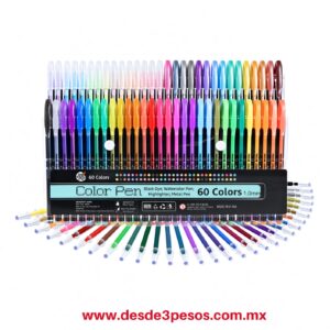 Estuche de 60 plumas de gel Flash Pen de 1.0 mm con diversos acabados de color 29 X 21.5 cm CQ905-60