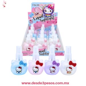 Glitter en Spray de Hello Kitty Liquido FAVOR BEAUTY caja con 12 pza. precio por 1 pza B5550