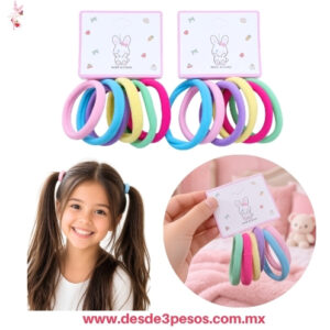 Bolsa con 12 pzas con 6 ligas en COLORES MATE de Material Lycra. MEDIANA 5.5 cm. Precio Unitario $3.25