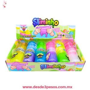 Slime translúcido DUO de colores brillantes con adornos estilo squishy en relieve al frente. 15.5 x 6 cm. H-2030