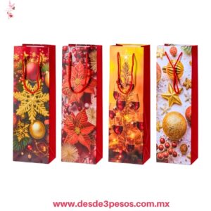 Bolsa Navideña para botella en varios diseños 38 X 14 cm. X-768