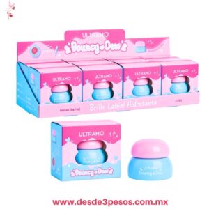 Paquete con 8 Brillo Labial  Bouncy ULTRAMO textura gelatinosa 8 tonos  WE043  5 X 4.5 cm.