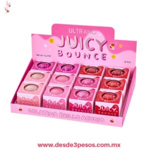 Paq. /12 Brillos Labiales  ULTRAMO gloss en tarrito con textura gelatinosa 7g. 6 tonos WE043