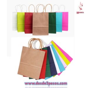 Paquete con 12 Bolsa de Regalo MEDIANA Tipo Kraft