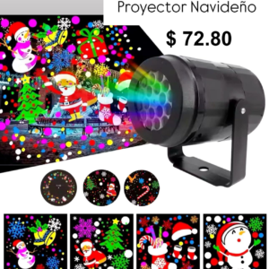 Proyector láser Navideño figuras de Santa, Muñeco Nieve, Arbol de navidad etc. luces 12 x 5 Cms