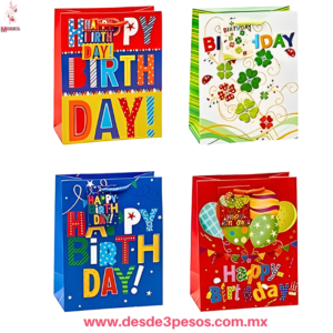 Paquete con 12 Bolsas de Regalo Mediana  papel delgado HAPPY Birth