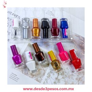 Set de 12  mini esmaltes para uñas surtidos diferentes tonos 6 x 3 cm. ZJY26-2