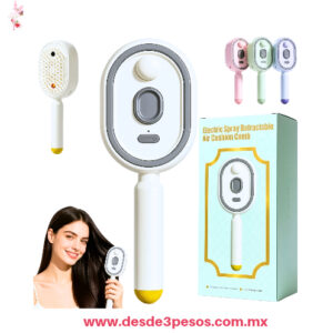 Cepillo eléctrico 3 en 1 con función de spray de agua o vapor y masajeador para el cuidado del cabello  22 x 8 cm. Incluye cargador 3 tonos X-946