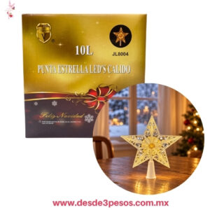 Punta de Arbol Estrella LED CALIDA con 10 luces   17 X 20 cm.  JL8004