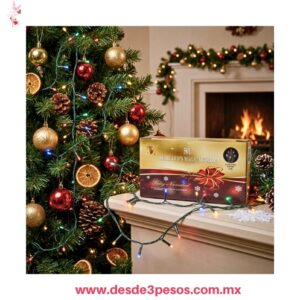 Serie navideña de 50 luces LED  multicolor con cable verde JL9100C 3.5 Mts