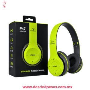 Audífonos de Diadema Inalámbricos Plegables 5 Tonos Bluetooth FM MicroSD Aux P47