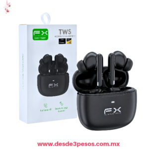 Audífonos Inalámbricos Bluetooth FX TWS (Modelo EAR-I156BT) con estuche de carga 6 x 4.5 cm, dos tonos