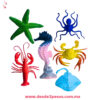 Set de figuras de animales marinos de plastico 9 x 3 y 9 x 6 aprox. 6 pza. X-910 - Foto 1