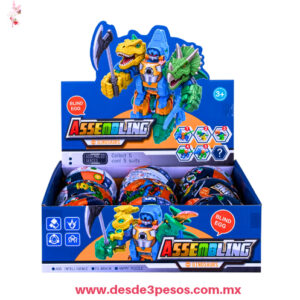 Huevo contiene un juguete sorpresa para armar Dinosaurios transformables 5 Modelos diferentes 10 x 12 cm. Aprox. GH-772 Caja con 9 cm.