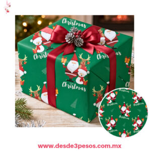 Paquete con 20 piezas de Papel para regalo navideño color verde 47 x 45 cm. YSL-0871-3
