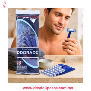Paquete de 10 Rastrillos,Dorusa sin banda en color azul